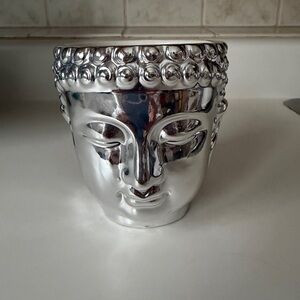 Silver Buddha Head Candle